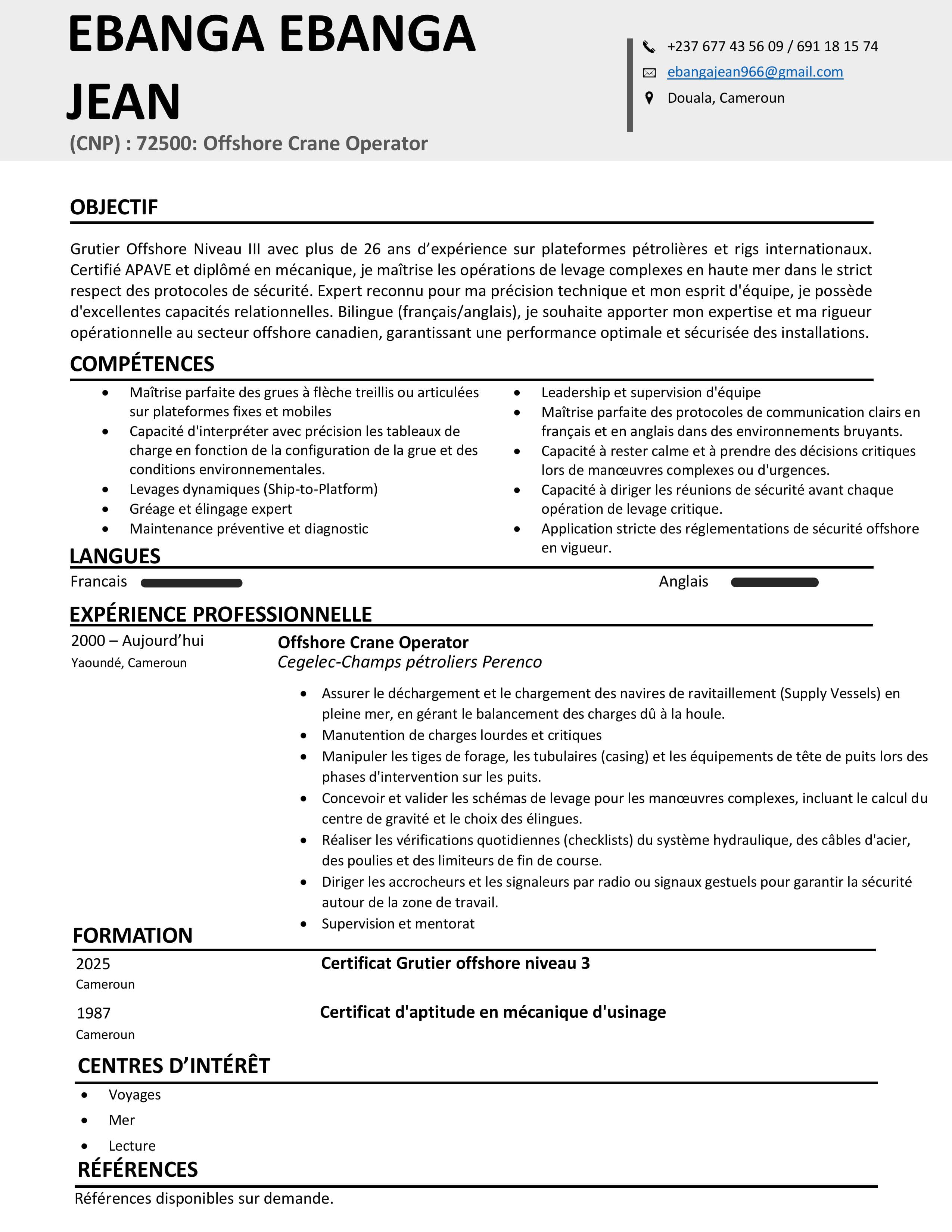 CV Template Canadian